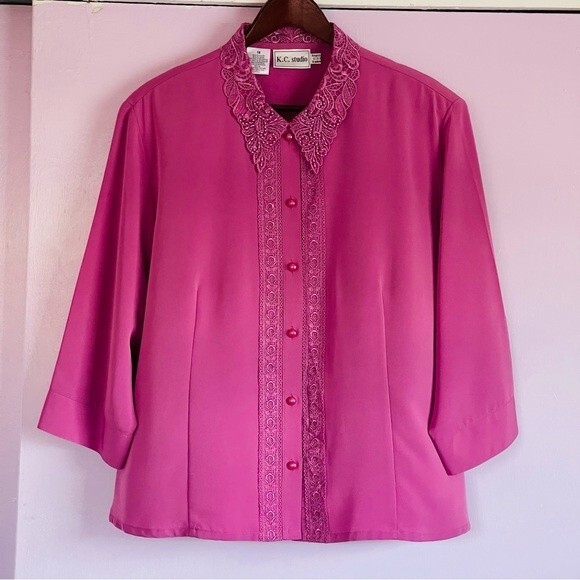 Women’s K.C. Studio Embellished Polyester Top Sz 18 Purple - Picture 1 of 4